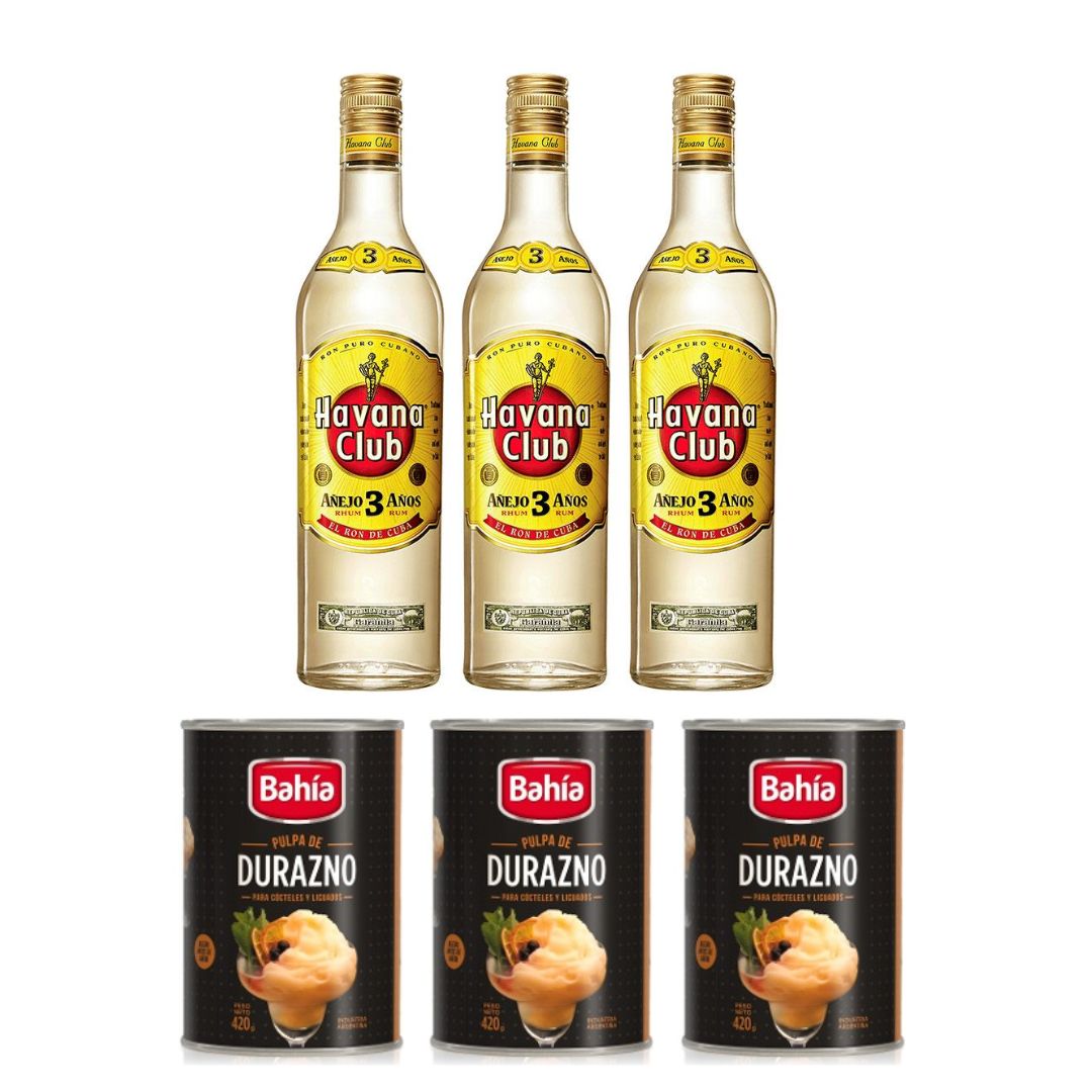 COMBO 3 havana club+ 3 latas pulpa 